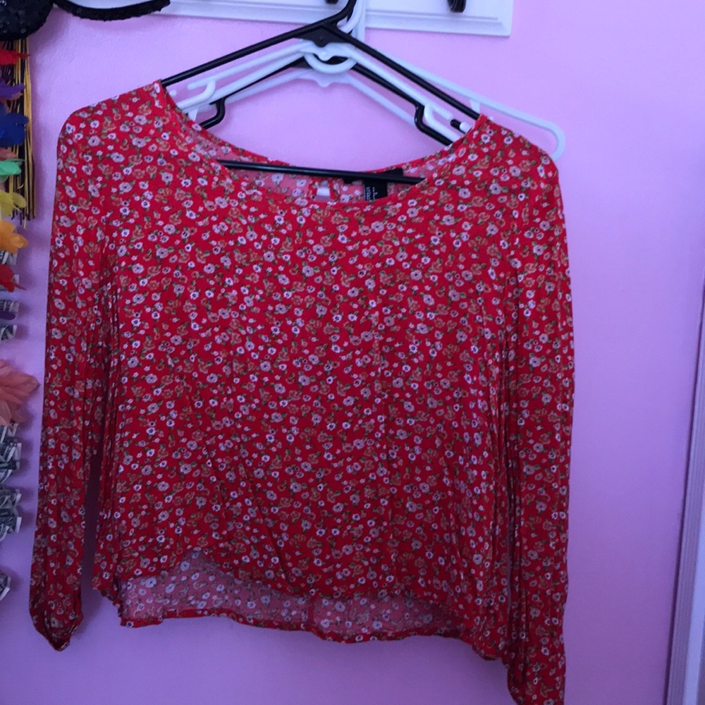 Loose-fitted orange floral top
